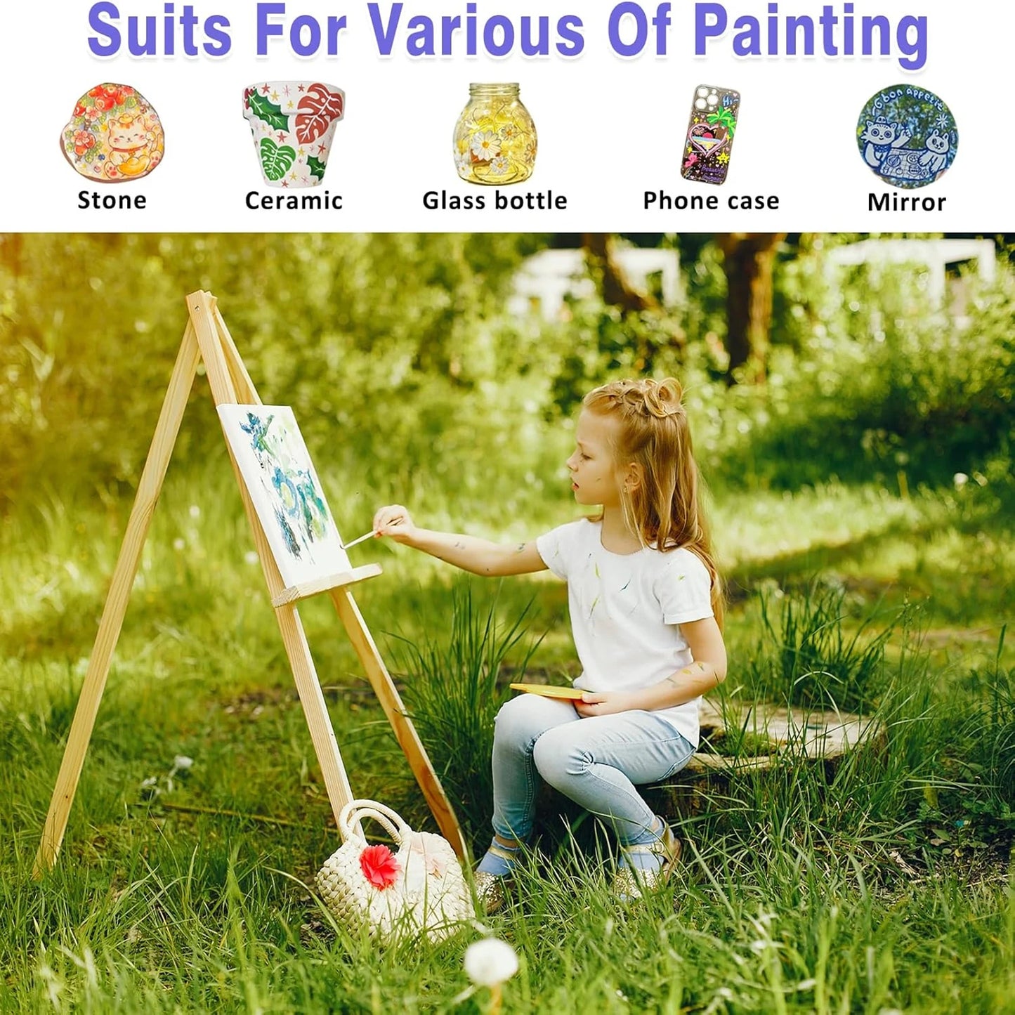 14/26 Colors Stain Glass Paint Set, 6 Brushes, 1 Palette & 1 Sponge, Kit