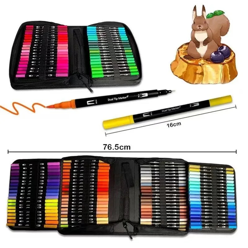 Dual Tip Brush Marker Pens with Fineliner Felt Tip Pens Set,