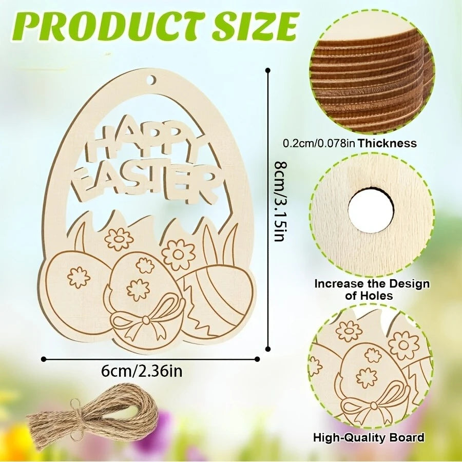 40pcs Wooden Easter Bunny Egg Blanks Easter Decoration