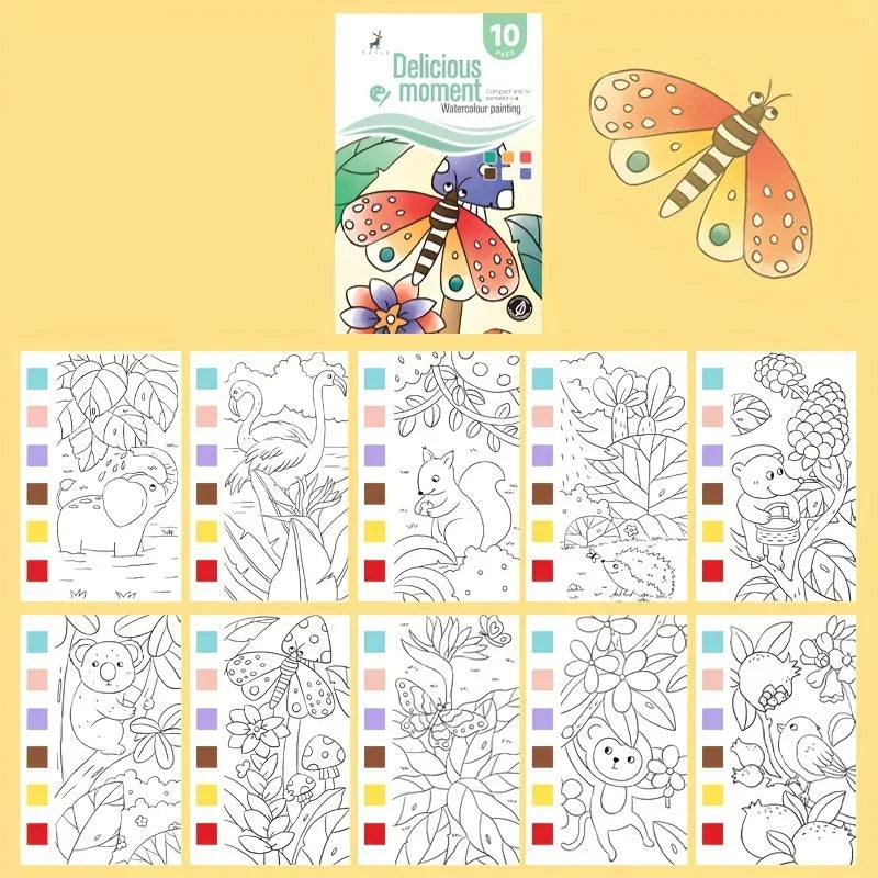 Watercolor Painting Book with 1 Book 1 pen Water Powder