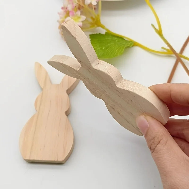 2pcs bunnies ornaments Natural wood