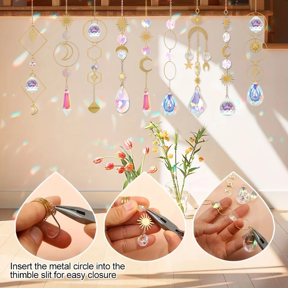 200pcs/set DIY Suncatcher Colorful Glass Hanging Crystals