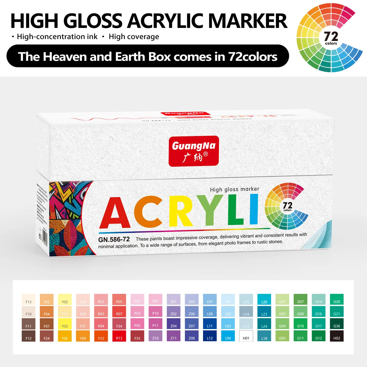 GuangNa 586 Straight Liquid High-gloss Acrylic Marker Pen 72/168
