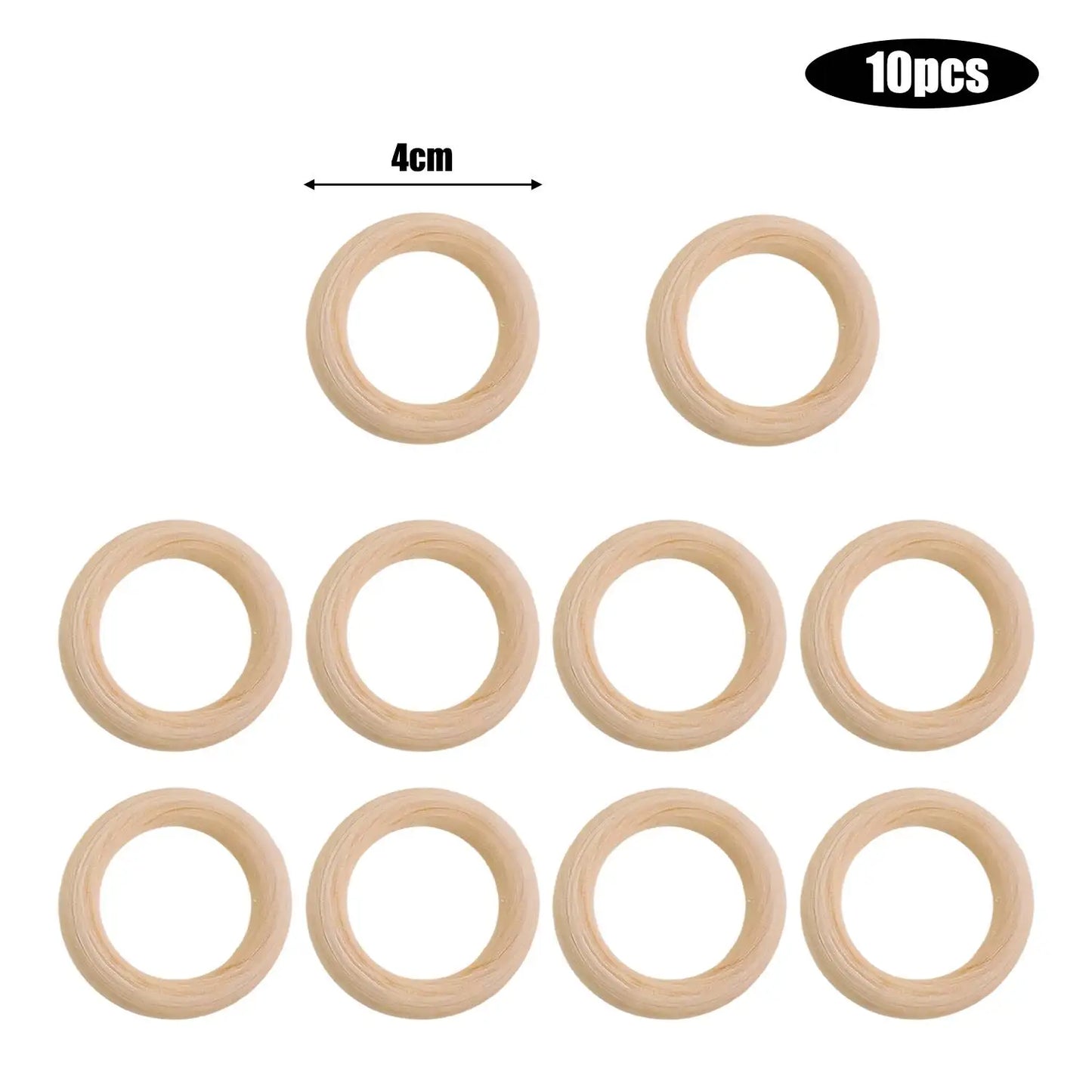 Unfinished Solid Wooden Rings Natural Wood Hoops