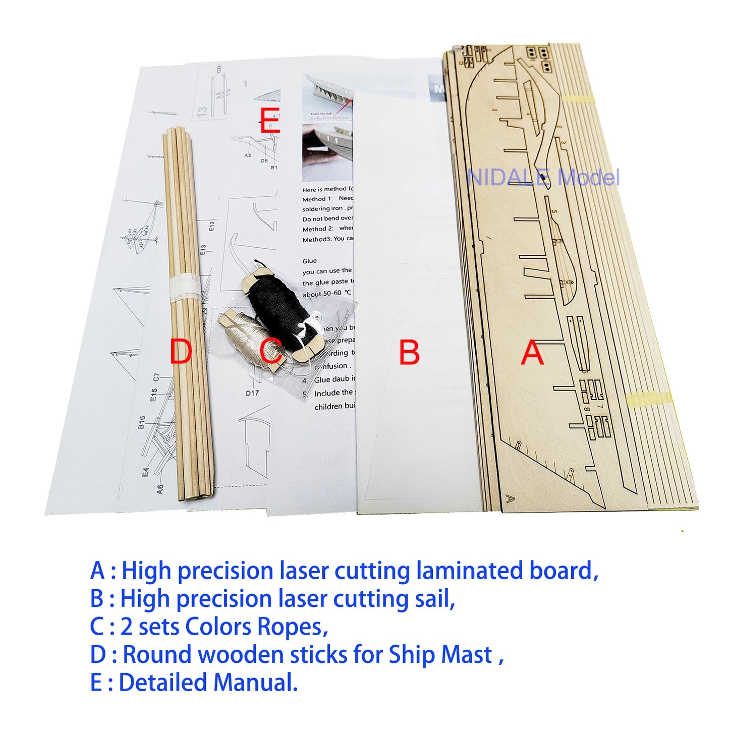 Scale 1/96 Model Building Kits Wooden Sailboat