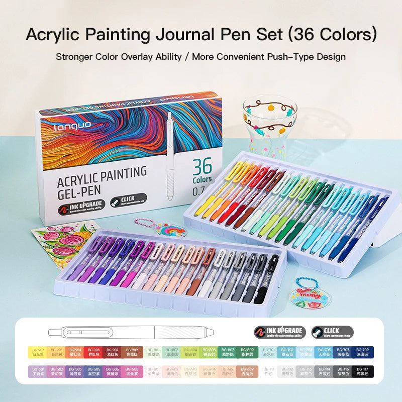 LANGUO 36/54/72/90 Colors Acrylic Painting Gel Pens