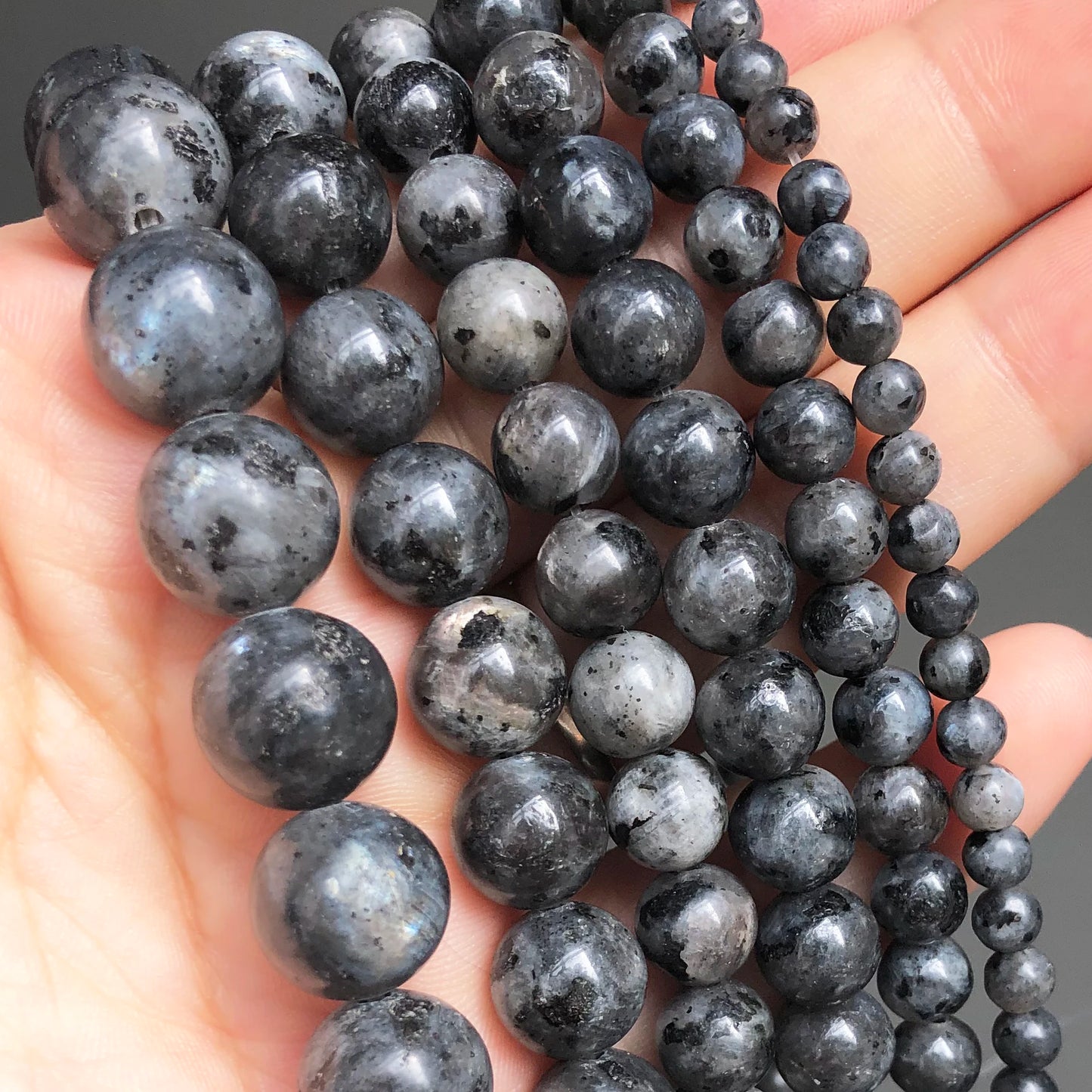 Natural Stone Dark Blue Chalcedony Jades Beads Round Loose Spacer Beads