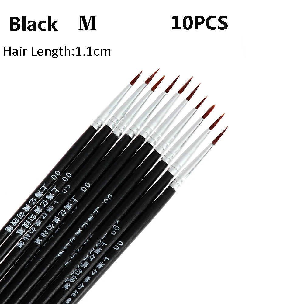 10Pcs Art Supplies Hand Painted Thin Hook Line Pen Drawing Art Pen Paint Brush Nylon Brush Acrylic Painting Pen Wholesale