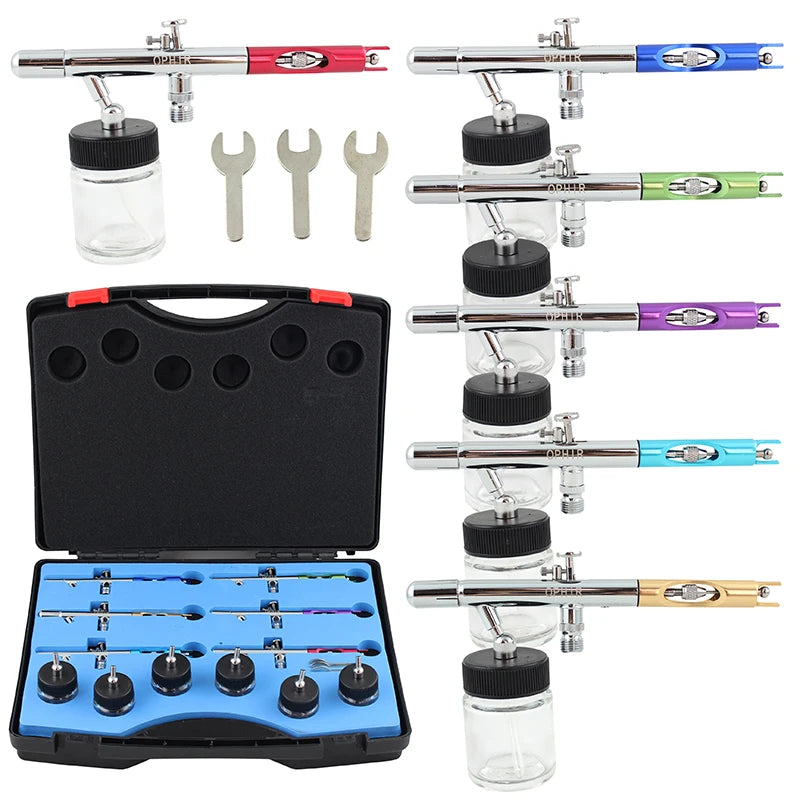 2017 OPHIR New 6 PCS of Different Colour Dual Action Airbrush Set Kit