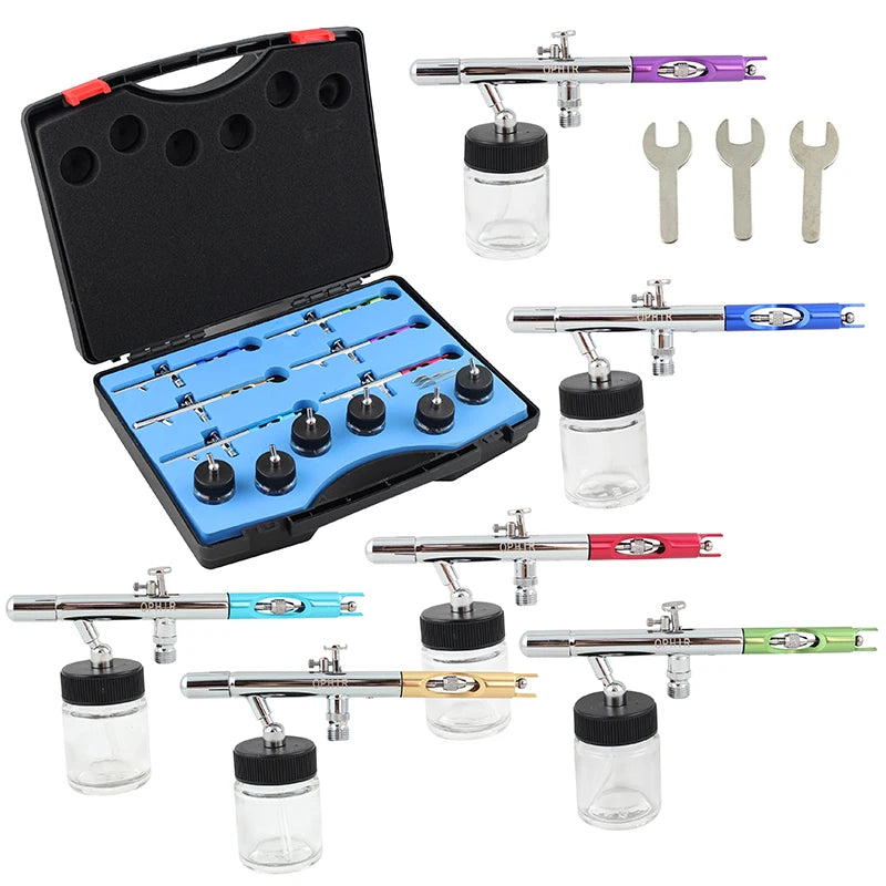 2017 OPHIR New 6 PCS of Different Colour Dual Action Airbrush Set Kit