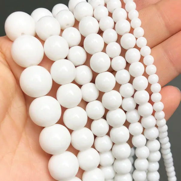 Natural Stone Dark Blue Chalcedony Jades Beads Round Loose Spacer Beads