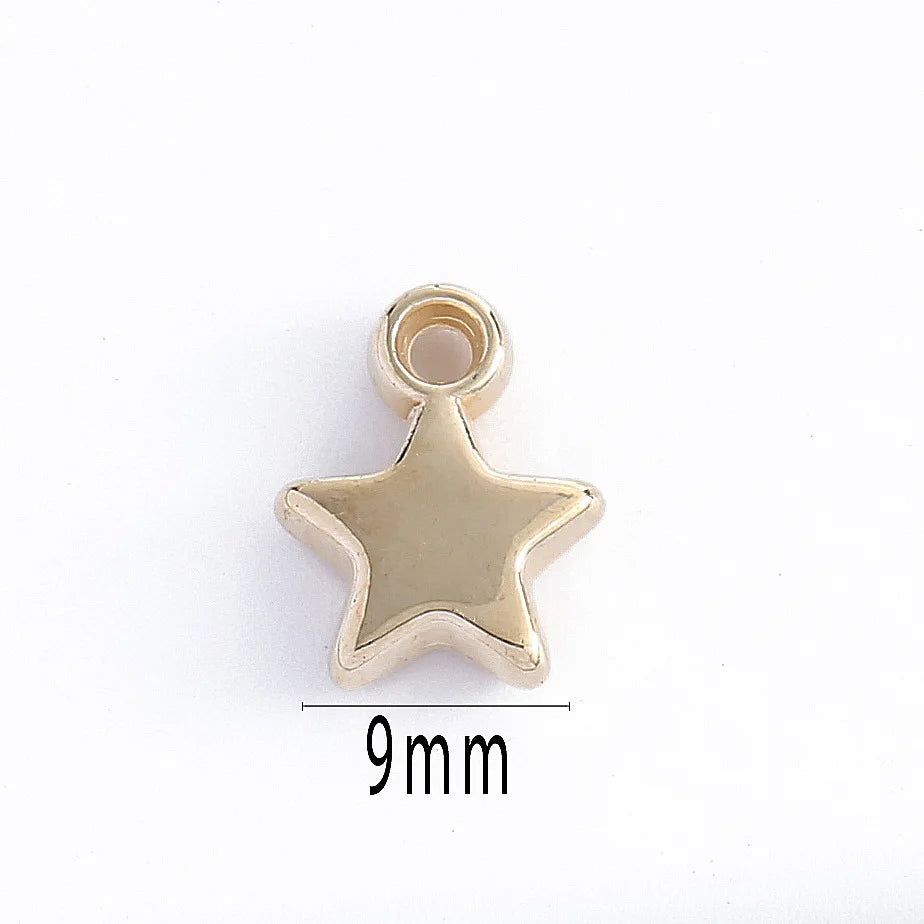 100pcs 9mm Star Bead Charm Gold Silver Plated Small Pendant