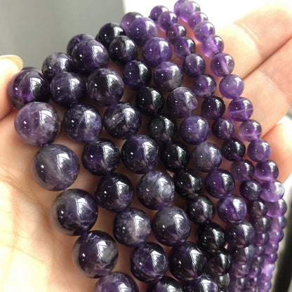 Natural Stone Dark Blue Chalcedony Jades Beads Round Loose Spacer Beads