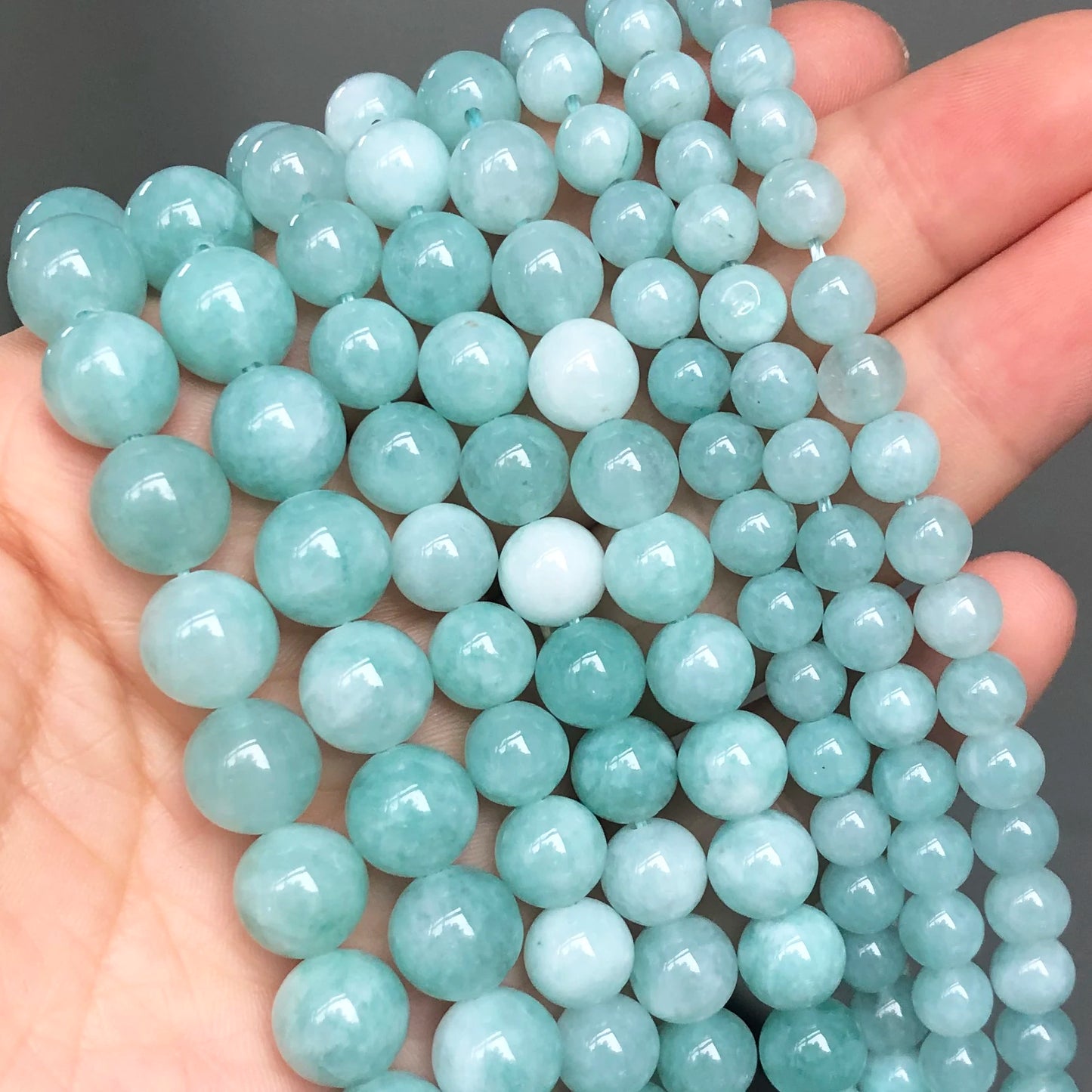 Natural Stone Dark Blue Chalcedony Jades Beads Round Loose Spacer Beads