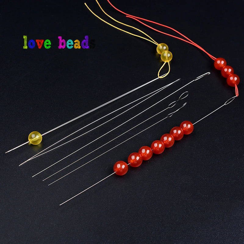 5pcs Big Eye Curved Beading Needles  Stainless Steel Tool Pins