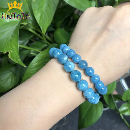 Natural Stone Dark Blue Chalcedony Jades Beads Round Loose Spacer Beads