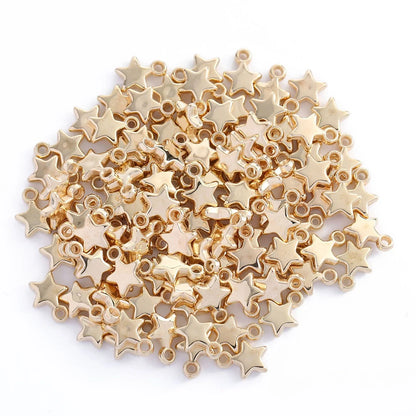 100pcs 9mm Star Bead Charm Gold Silver Plated Small Pendant