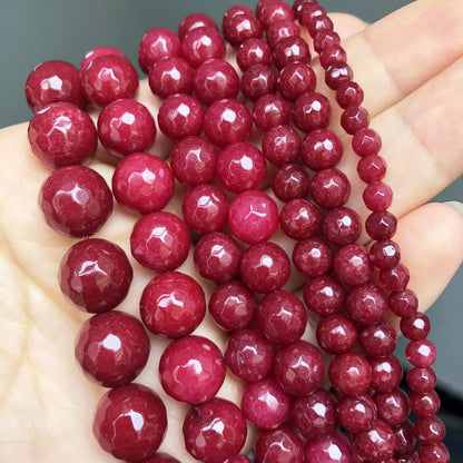 Natural Stone Dark Blue Chalcedony Jades Beads Round Loose Spacer Beads
