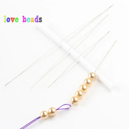 5pcs Big Eye Curved Beading Needles  Stainless Steel Tool Pins
