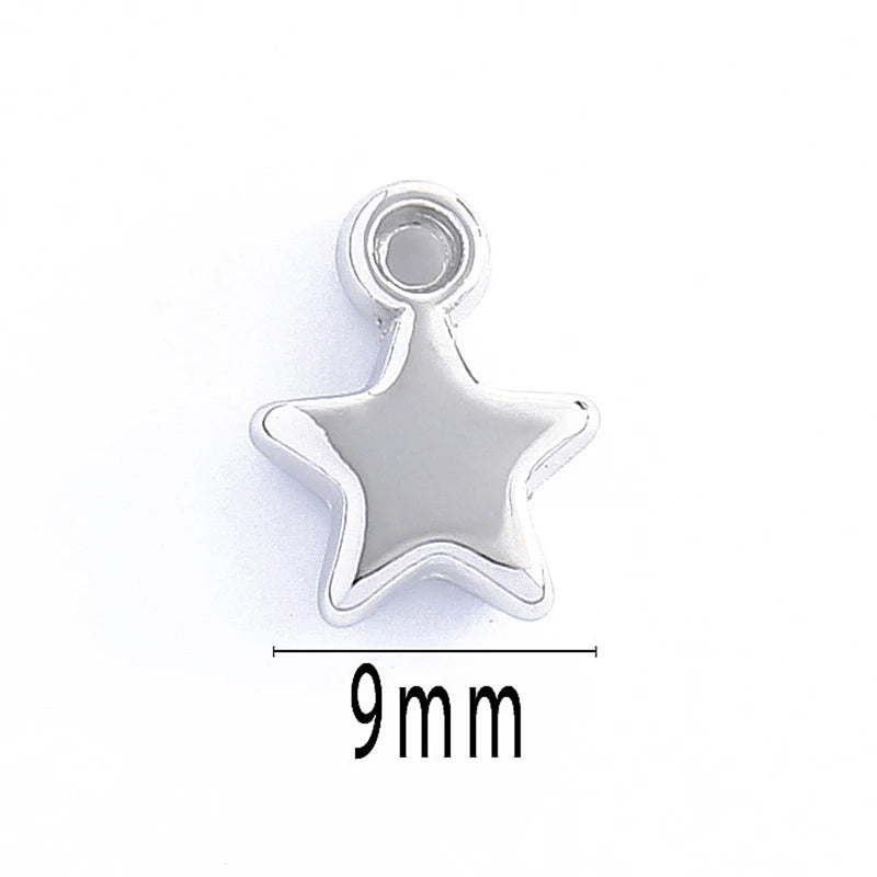 100pcs 9mm Star Bead Charm Gold Silver Plated Small Pendant