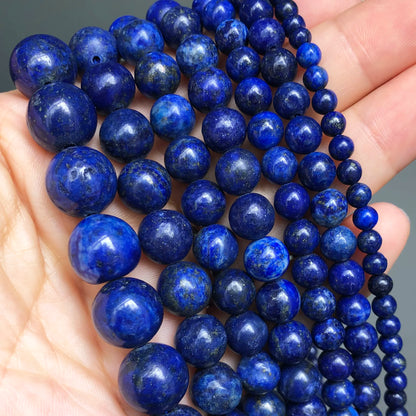 Natural Stone Dark Blue Chalcedony Jades Beads Round Loose Spacer Beads