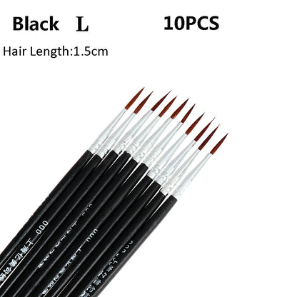10Pcs Art Supplies Hand Painted Thin Hook Line Pen Drawing Art Pen Paint Brush Nylon Brush Acrylic Painting Pen Wholesale