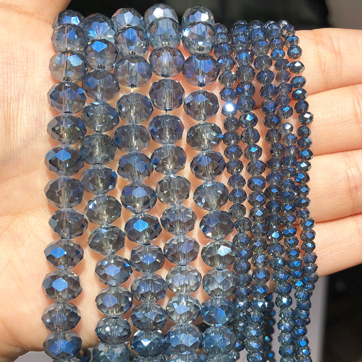 Clear Blue Faceted Austria Crystal Glass Beads 3 4 6 8mm
