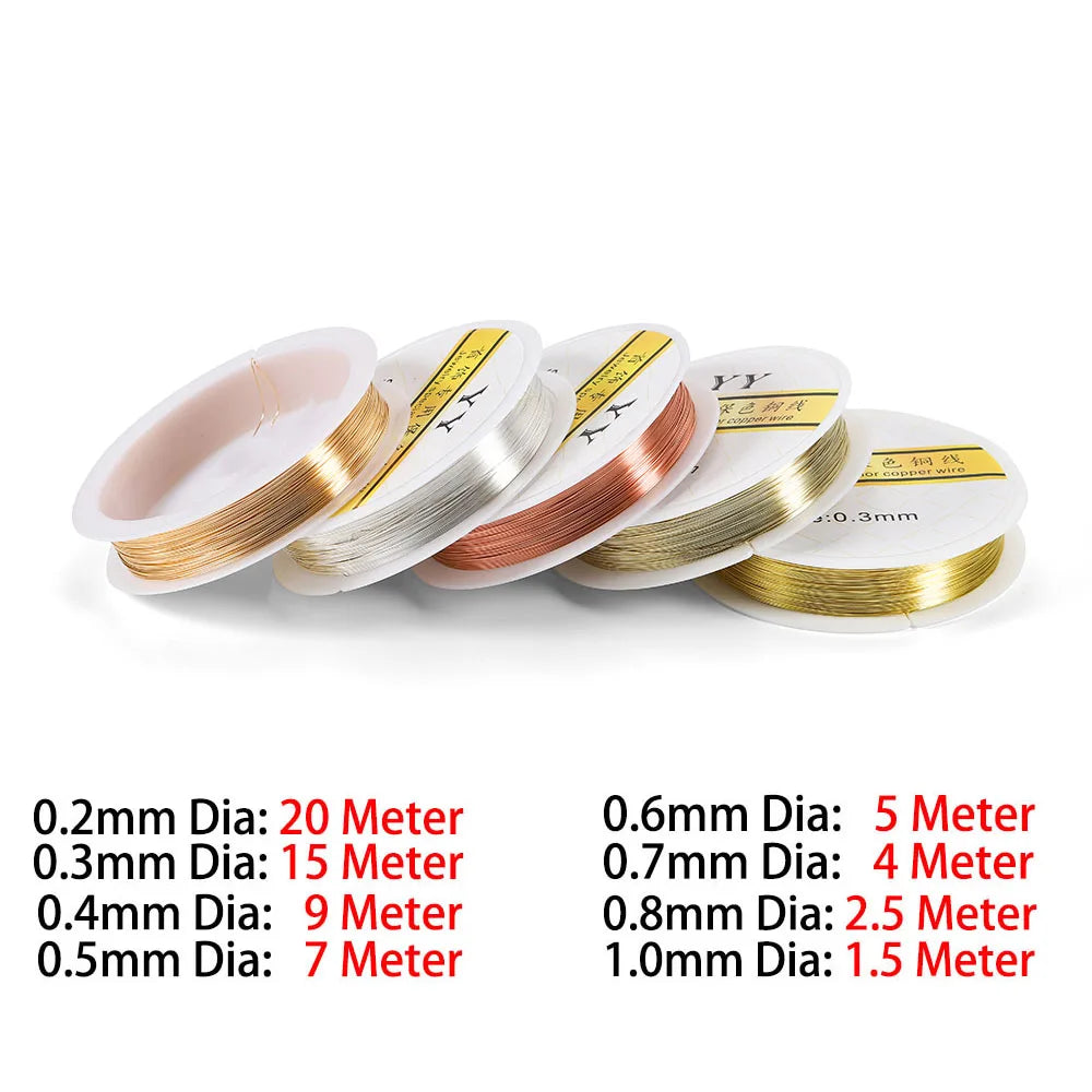 1Roll Gold Color Copper Wire 0.2/0.3/0.4/0.5/0.6/0.7/0.8/1.0mm
