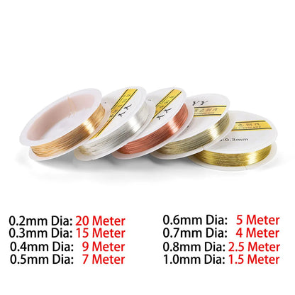 1Roll Gold Color Copper Wire 0.2/0.3/0.4/0.5/0.6/0.7/0.8/1.0mm