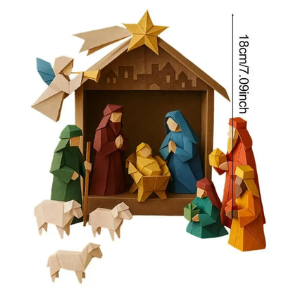 Paper Nativity Scene, Christmas Origami Paper 3D  for Kids Adult