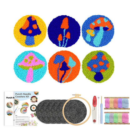 Punch Needle Coaster Kit 6PCS  Kit for Beginners