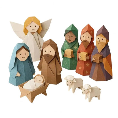 Paper Nativity Scene, Christmas Origami Paper 3D  for Kids Adult