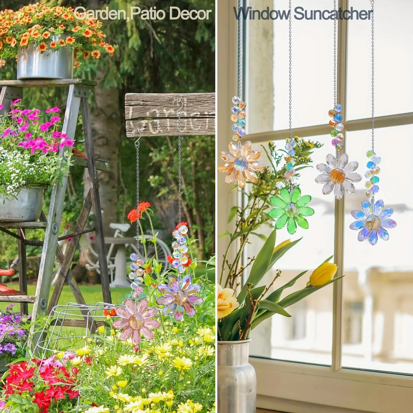 1/5pcs Crystal Sunflower Suncatchers Hanging Ornaments