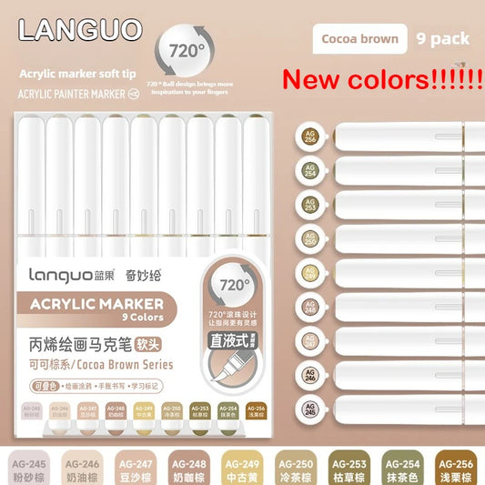 Languo 288/9 Direct Liquid Acrylic Paint Pens Brush Color Marker Pen