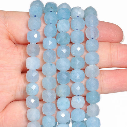 Natural Amethyst Beads 7-8mm Faceted Square Cube Geometric