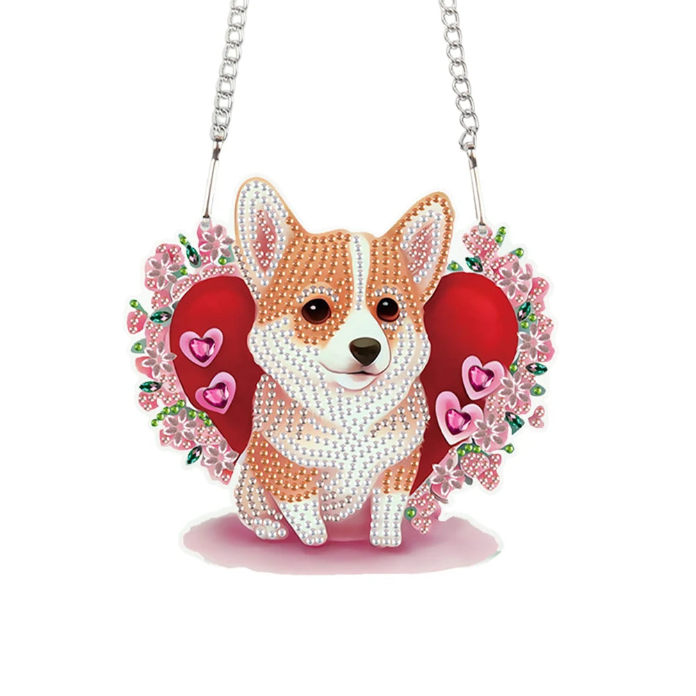 Valentines Day Love Puppy Diamond Art Pendant Kit