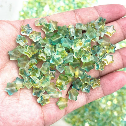 New 30pcs 8mm Five-pointed Star Matte Glass Beads Loose Spacer Beads