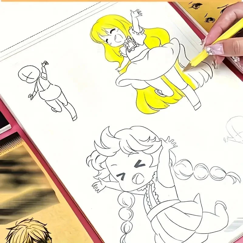 Anime Character Line Art Drawing Book for Beginners - 48 Pages of Simple Hand-Drawn Outlines