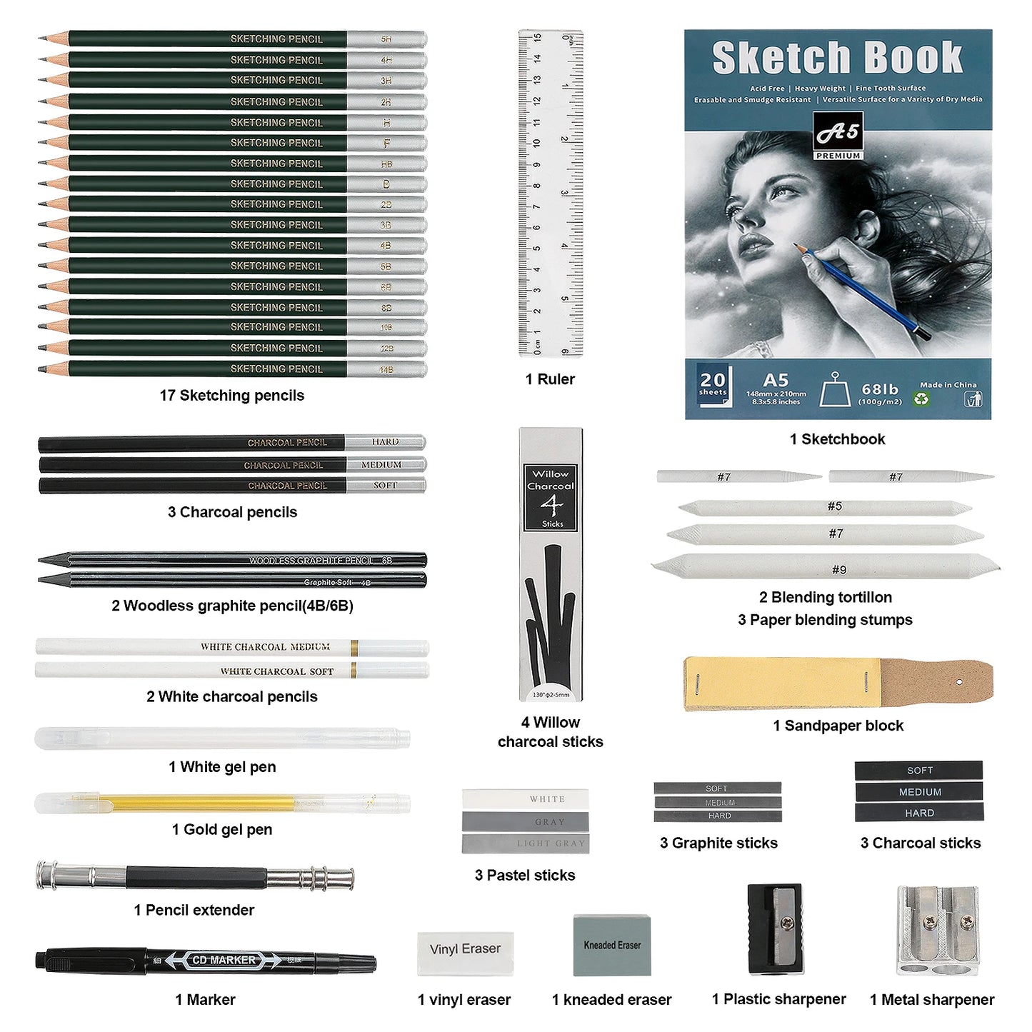 12/20/25/54/70 pcs Drawing Sketching Coloring Set Drawing Pencils & Sketching Kit