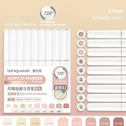 Languo 207/9 Direct Liquid Acrylic Paint Pens Brush Color Marker Pen