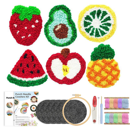 GATYZTORY 6Pcs Punch Needle Coasters Kit for Adults