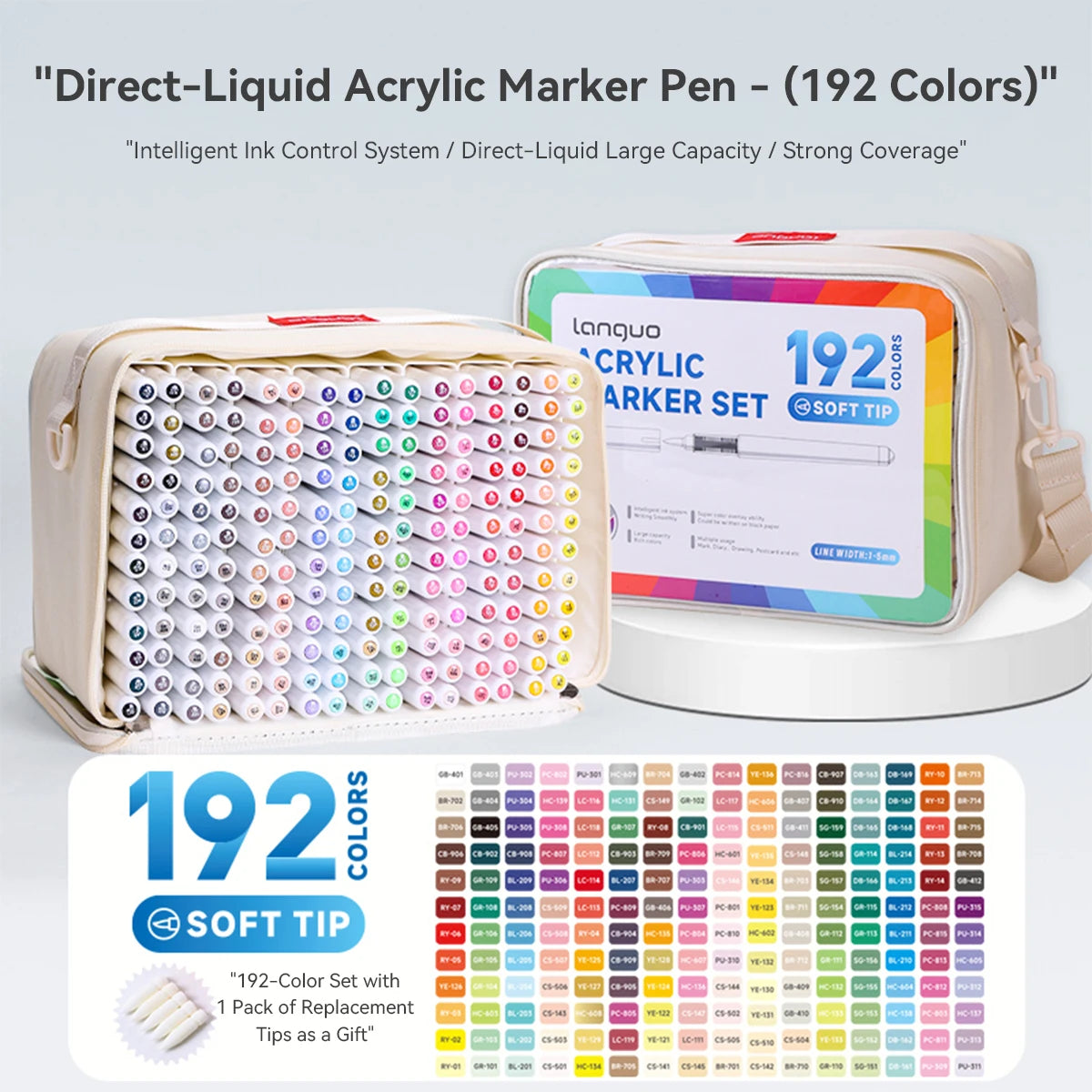 LANGUO 96-288 Colors Direct Liquid Acrylic Paint Pens Brush Marker Pen
