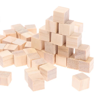 60/100pcs 20mm Unfinished Blank Mini Wood Solid Cubes