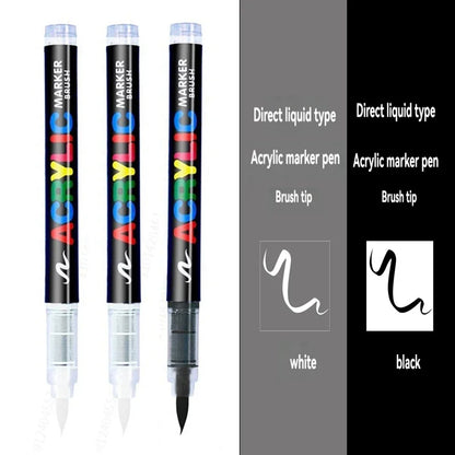3Pcs Acrylic White Marker Brush Pens