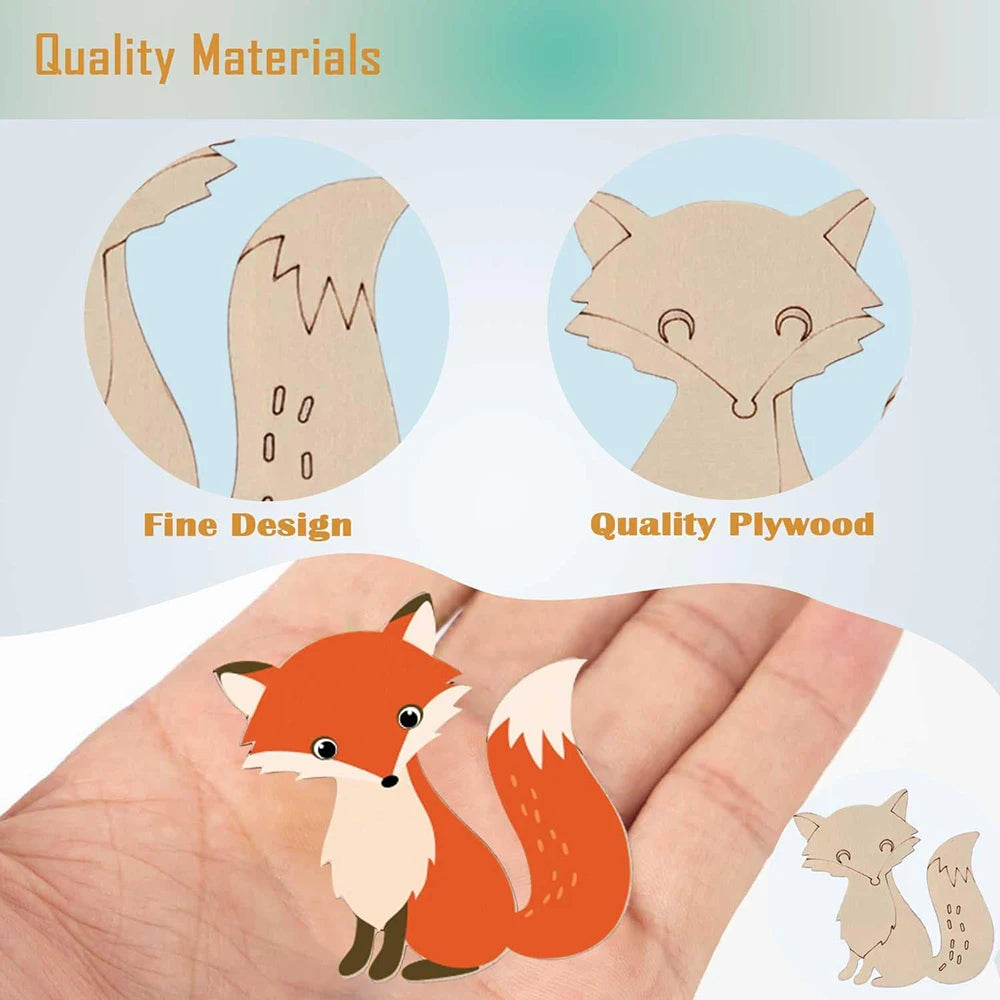 8pcs/set Unfinished Wooden Jungle Animal Cutouts