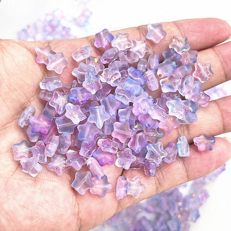 New 30pcs 8mm Five-pointed Star Matte Glass Beads Loose Spacer Beads