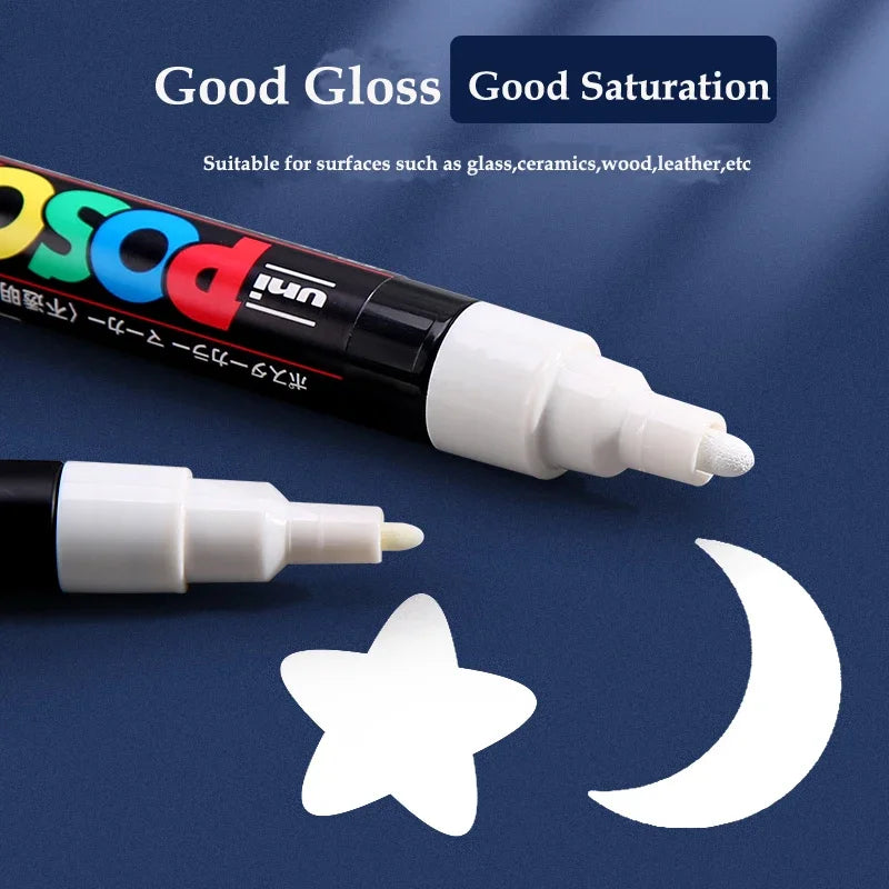 UNI POSCA Markers Set PC-1M/3M/5M Permanent Acrylic Paint Pen Quick Dry