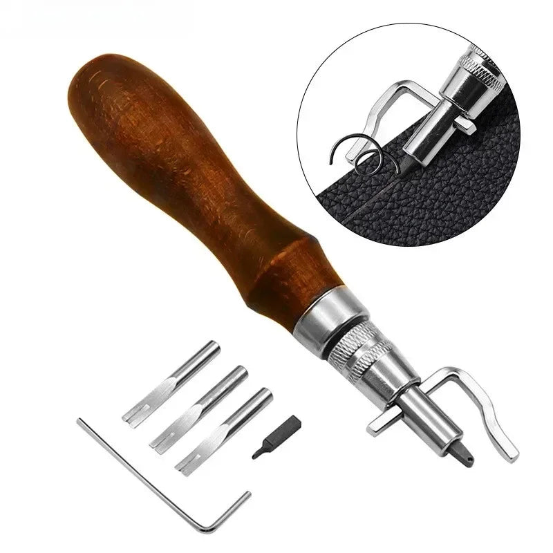 7 in 1 Leather Edge Stitch Groover Tool Adjustable Leathercraft Grooving Chisel