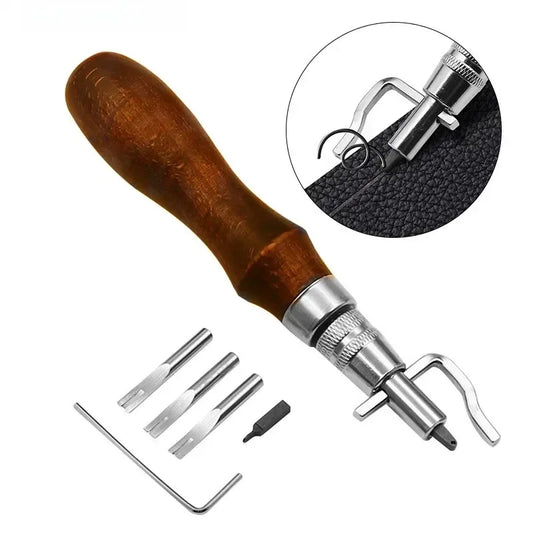 7 in 1 Leather Edge Stitch Groover Tool Adjustable Leathercraft Grooving Chisel