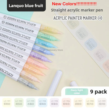 LANGUO 207/9 Colors Direct Liquid Acrylic Marker Soft Brush Paint Pen